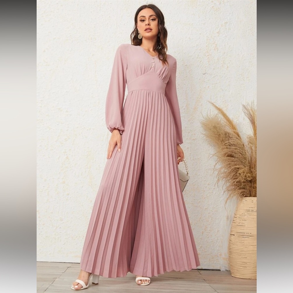 Pink Pleated Jumpsuit